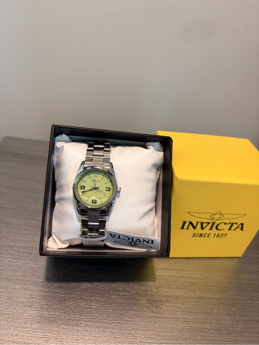 Invicta Silver Bracelet Watch with Lime Green Dial
